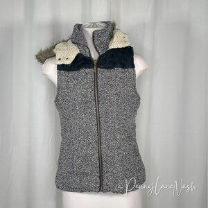 Mossimo Faux Fur Trim Full Zip Hooded Vest Size Small